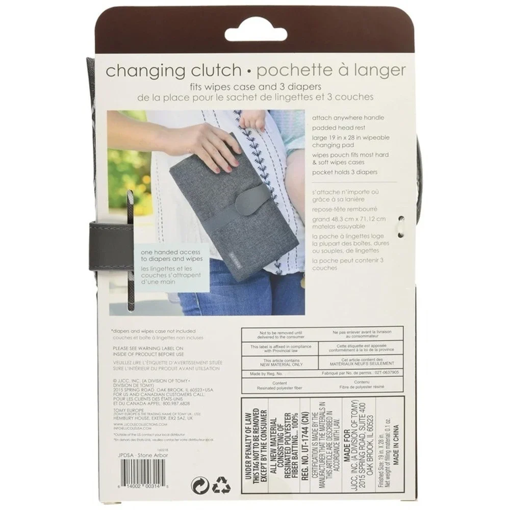 JJ Cole Luxury Diaper Changing Clutch, Stone Arbor